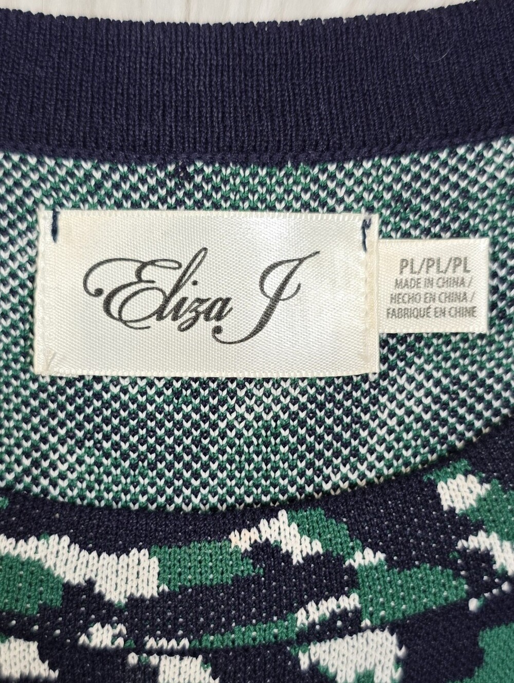 Eliza J Green- Navy Sleeveless Geometric Knit Fit & Flare Sweater  Dress Sz.PL - Picture 12 of 16